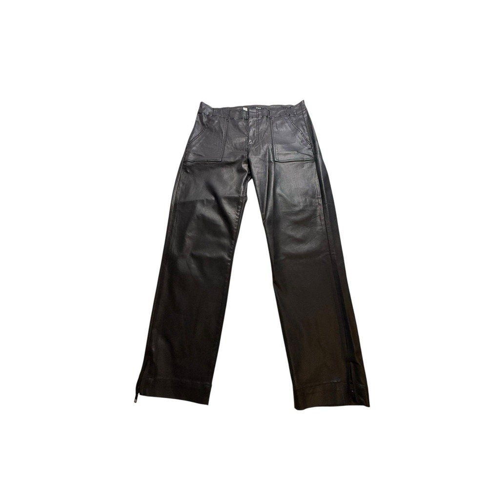 KUT From The Kloth Black Faux Leather Straight Leg‎ Pants Women's Size 12